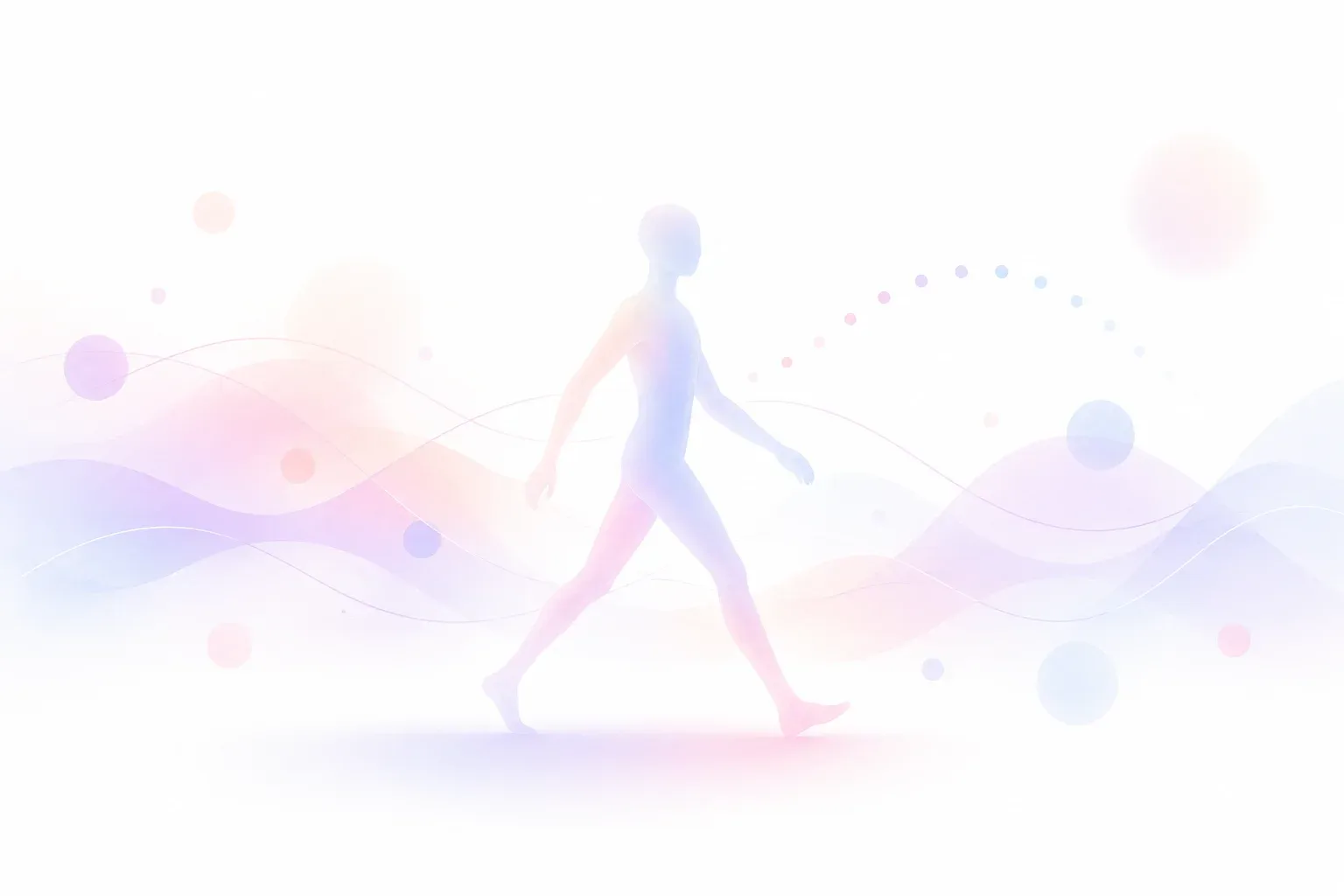 やわらかな波の中を歩く人のイメージ