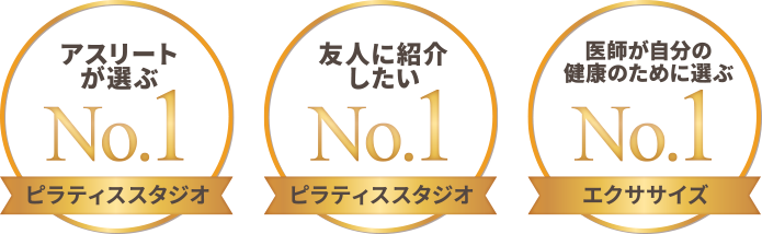 アスリートが選ぶピラティススタジオNo.1 友人に紹介したいピラティススタジオNo.1 医師が自分の健康のために選ぶエクササイズNo.1