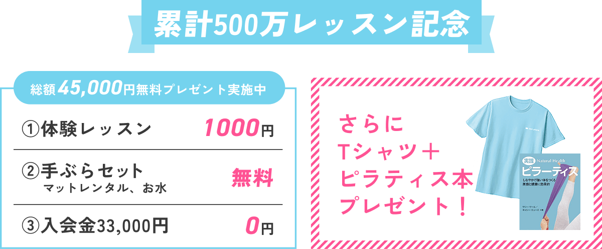 累計500万レッスン記念!総額45,000円無料プレゼント実施中!